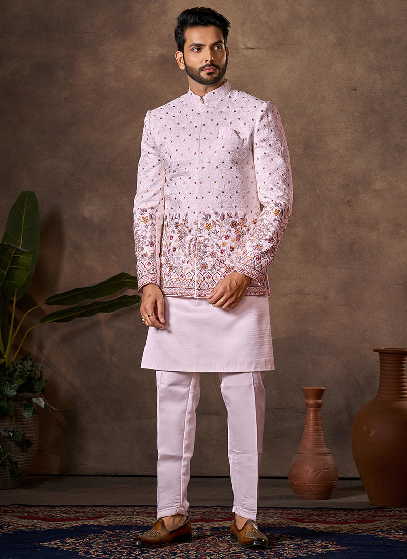 Pink Premium Silk Embroidery Work Wedding Wear Readymade 3 Pcs Suit SW710392