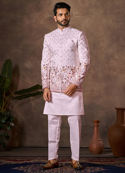 Pink Premium Silk Embroidery Work Wedding Wear Readymade 3 Pcs Suit SW710392