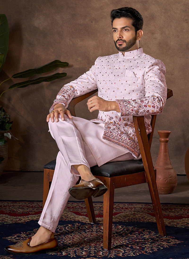 Pink Premium Silk Embroidery Work Wedding Wear Readymade 3 Pcs Suit SW710392