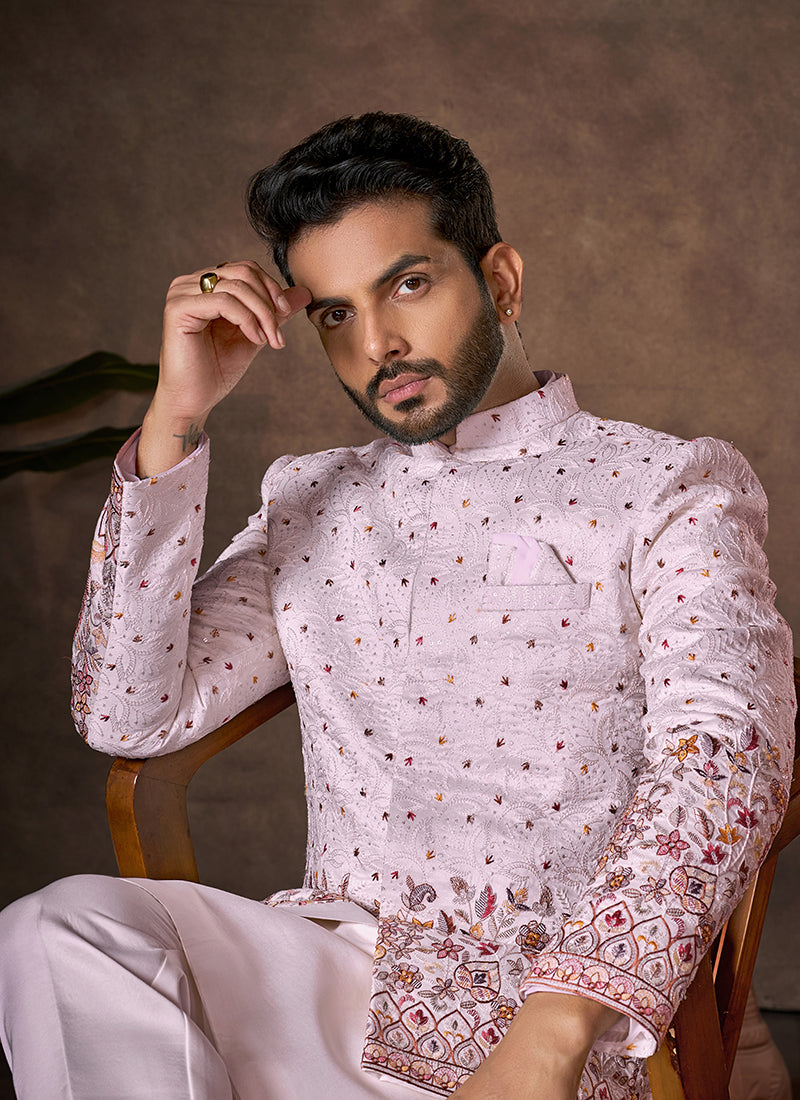 Pink Premium Silk Embroidery Work Wedding Wear Readymade 3 Pcs Suit SW710392