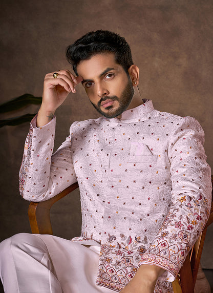 Pink Premium Silk Embroidery Work Wedding Wear Readymade 3 Pcs Suit SW710392