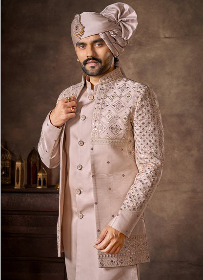 Pink Premium Silk Embroidery Work Wedding Wear Readymade 4 Pcs Suit SW734741