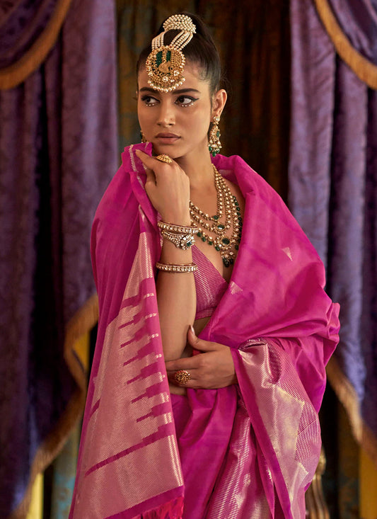 Pink Silk Weaving Work Occasional Wear Saree SW875899