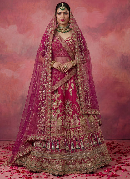 Pink Silk Embroidery Work Wedding Wear Lehenga Choli SW874697