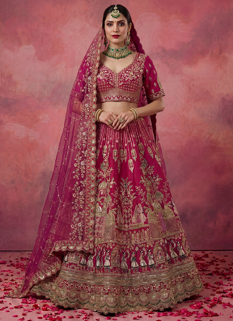 Pink Silk Embroidery Work Wedding Wear Lehenga Choli SW874697