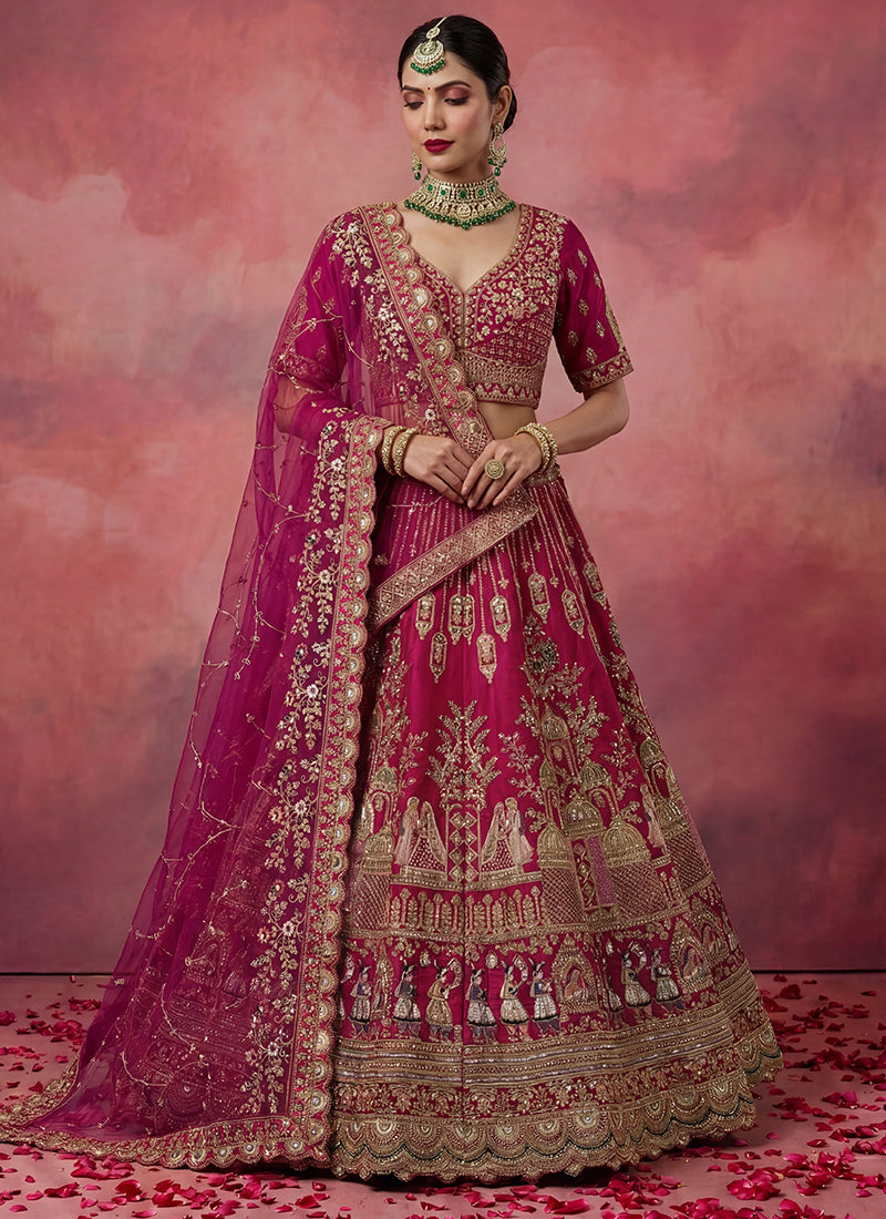 Pink Silk Embroidery Work Wedding Wear Lehenga Choli SW874697