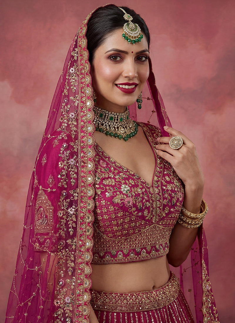 Pink Silk Embroidery Work Wedding Wear Lehenga Choli SW874697