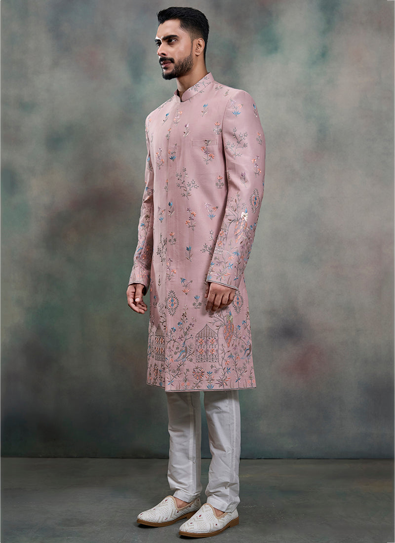 Pink Silk Embroidery Work Wedding Wear Readymade 2 Pcs Suit SW481647