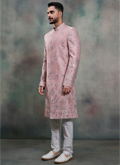 Pink Silk Embroidery Work Wedding Wear Readymade 2 Pcs Suit SW481647