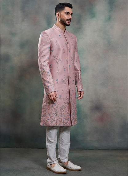Pink Silk Embroidery Work Wedding Wear Readymade 2 Pcs Suit SW481647