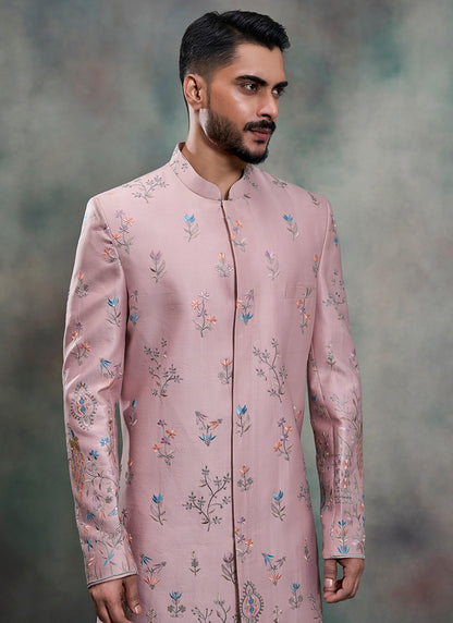 Pink Silk Embroidery Work Wedding Wear Readymade 2 Pcs Suit SW481647