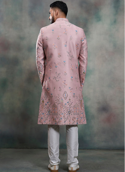 Pink Silk Embroidery Work Wedding Wear Readymade 2 Pcs Suit SW481647