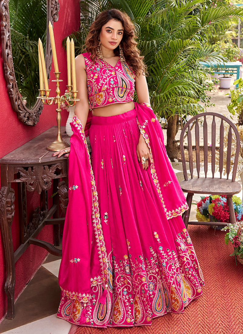 Pink Vichitra Sequins Work  Wedding Wear Readymade Lehenga Choli SW215898