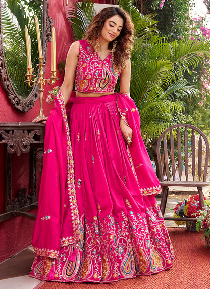 Pink Vichitra Sequins Work  Wedding Wear Readymade Lehenga Choli SW215898