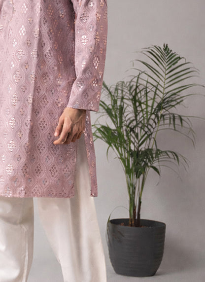 Pink Viscose Embroidery Work Festival Wear Readymade Kurta Pajama SW599883