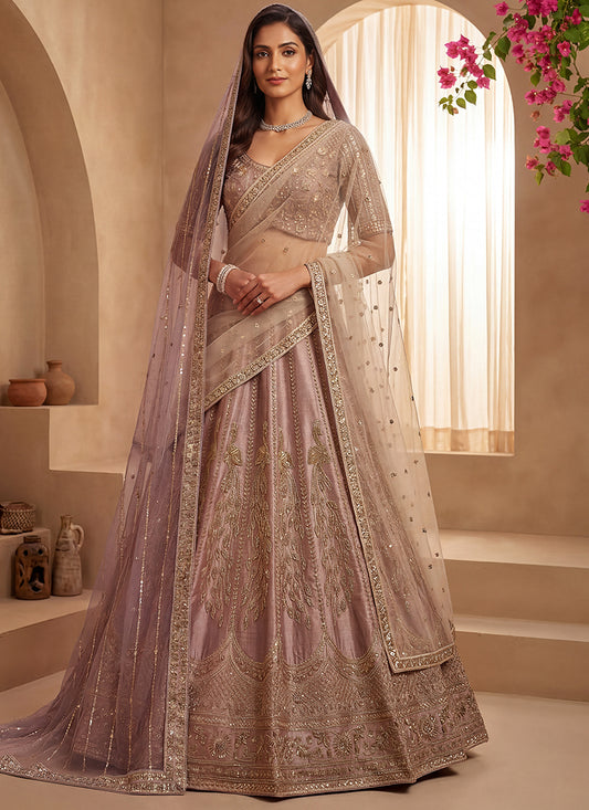 Onion Gadhwal Premium Silk Embroidery Work Wedding Wear Lehenga Choli SW695779