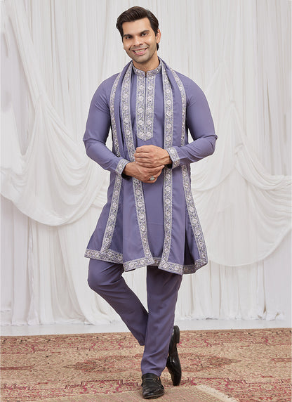 Purple  Armani  Hand Work Occasional Wear Readymade Kurta Pajama SW105092