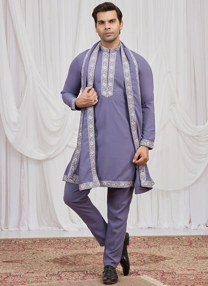 Purple  Armani  Hand Work Occasional Wear Readymade Kurta Pajama SW105092
