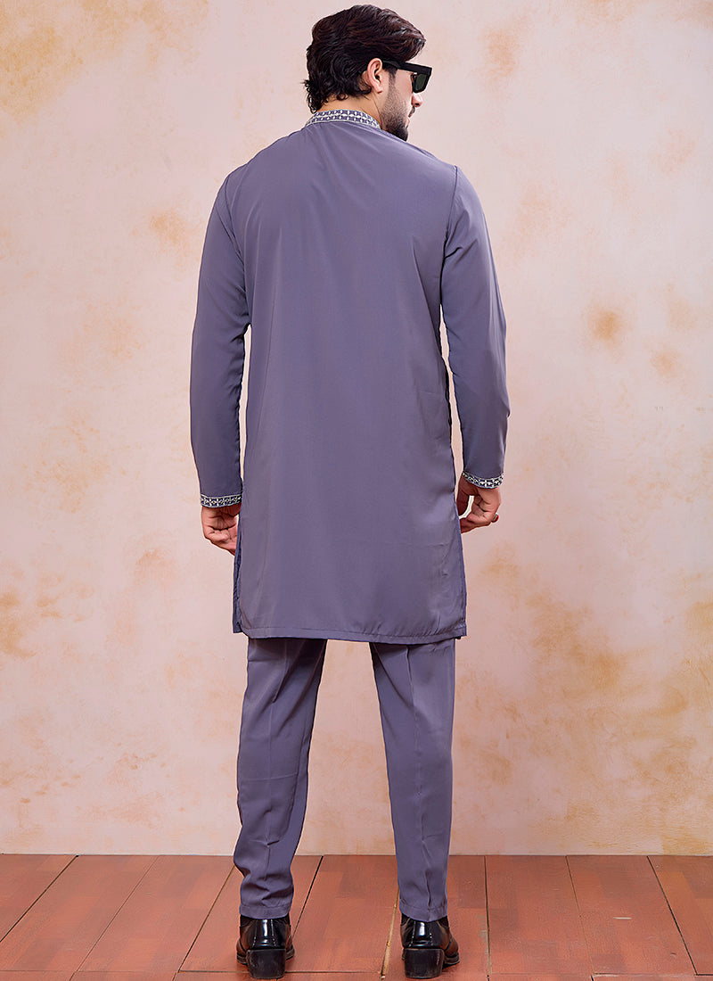 Purple Armani  Mirror Work Occasional Wear Readymade Kurta Pajama SW952354