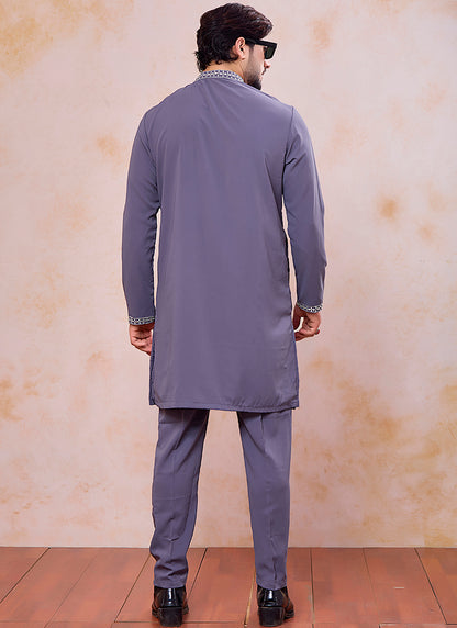 Purple Armani  Mirror Work Occasional Wear Readymade Kurta Pajama SW952354