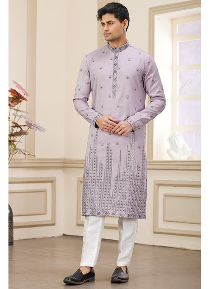 Stylish Purple Art Silk Kurta Pajama with Sequins Work