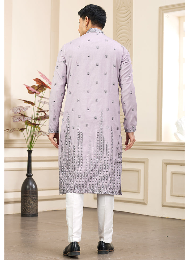 Stylish Purple Art Silk Kurta Pajama with Sequins Work