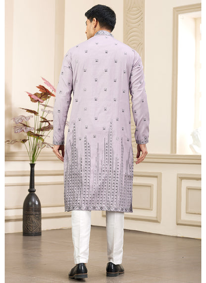 Stylish Purple Art Silk Kurta Pajama with Sequins Work
