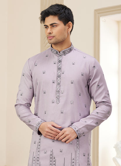 Stylish Purple Art Silk Kurta Pajama with Sequins Work