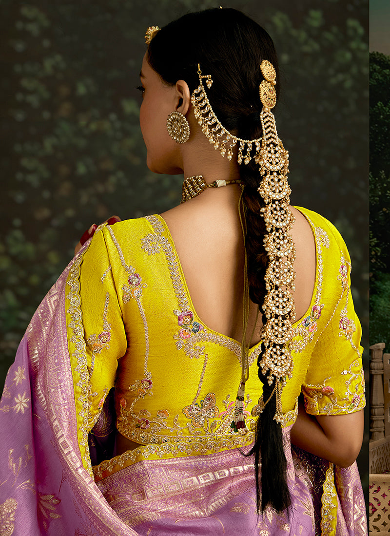 Purple Dola Silk Embroidery Work Festival Wear Saree SW776134
