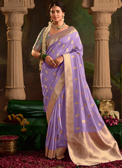 Purple Dola Silk Weaving Work Occasional Wear Saree SW323921