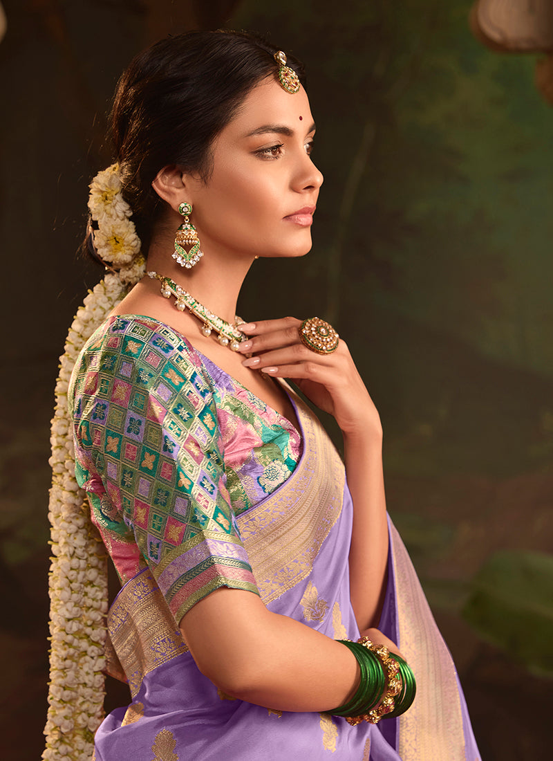 Purple Dola Silk Weaving Work Occasional Wear Saree SW323921