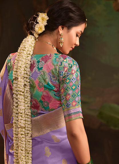 Purple Dola Silk Weaving Work Occasional Wear Saree SW323921