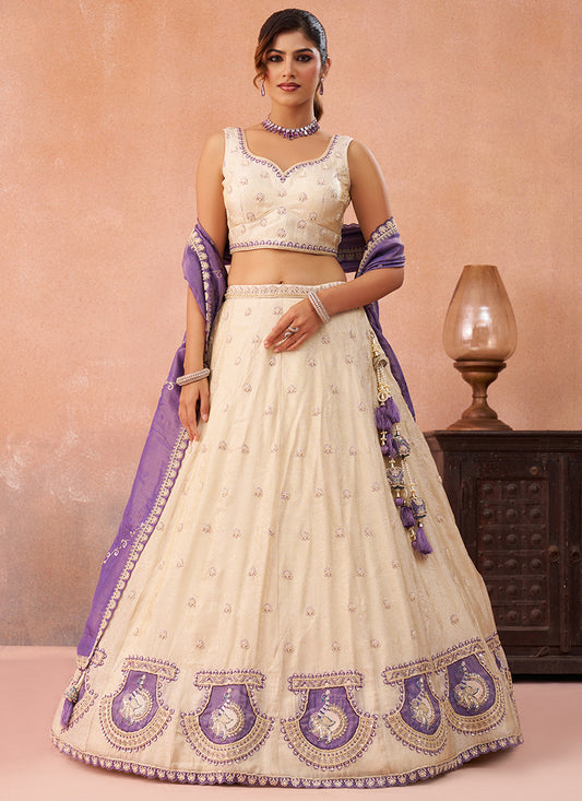 Purple Jaquard Silk Jacquard Occasional Wear Lehenga Choli SW252232