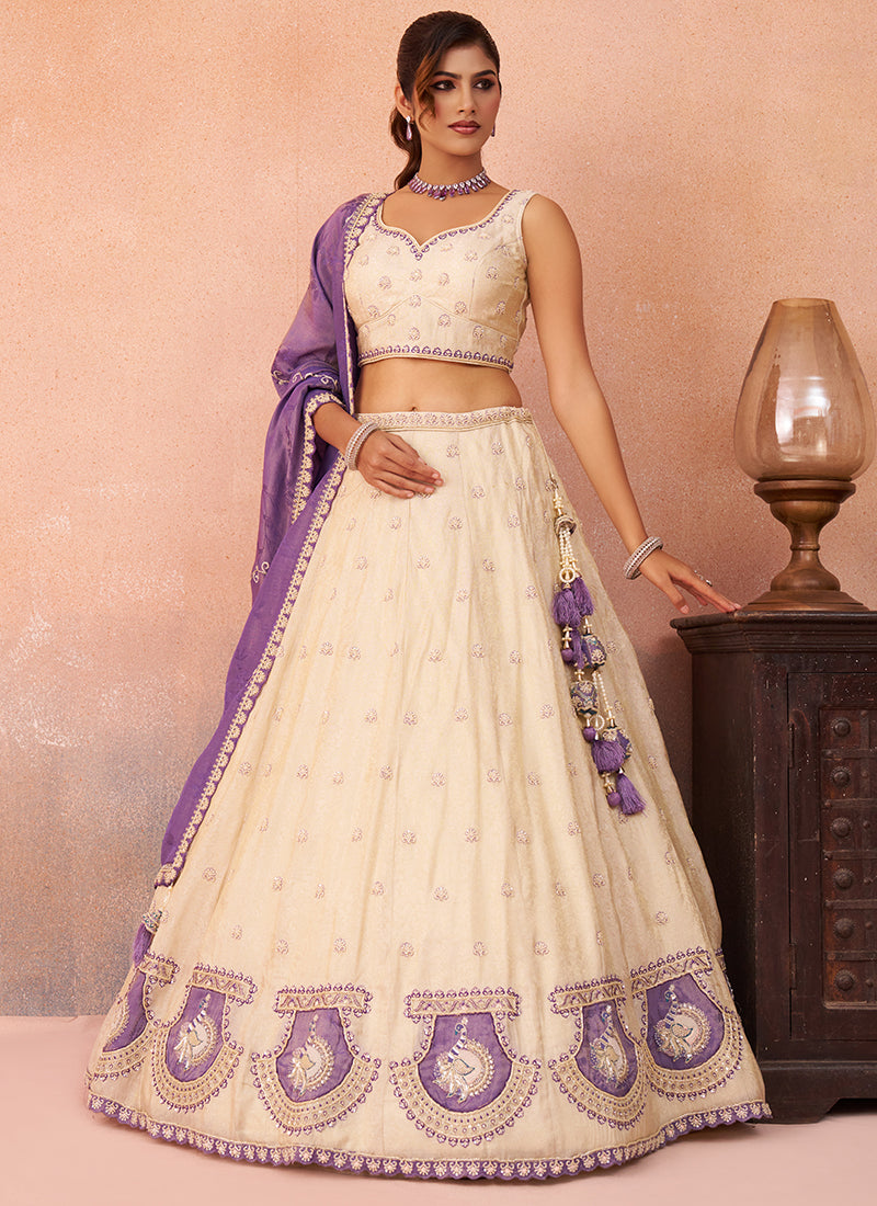 Purple Jaquard Silk Jacquard Occasional Wear Lehenga Choli SW252232