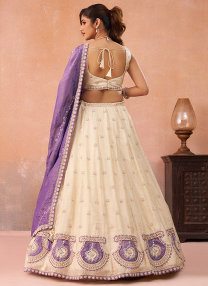 Purple Jaquard Silk Jacquard Occasional Wear Lehenga Choli SW252232