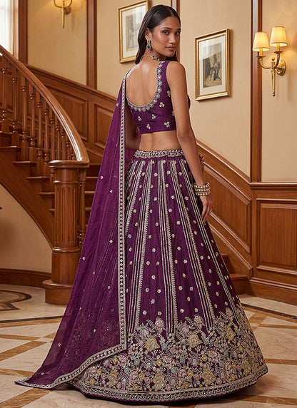 Purple Organza Sequins Work  Occasional Wear Lehenga Choli SW760837