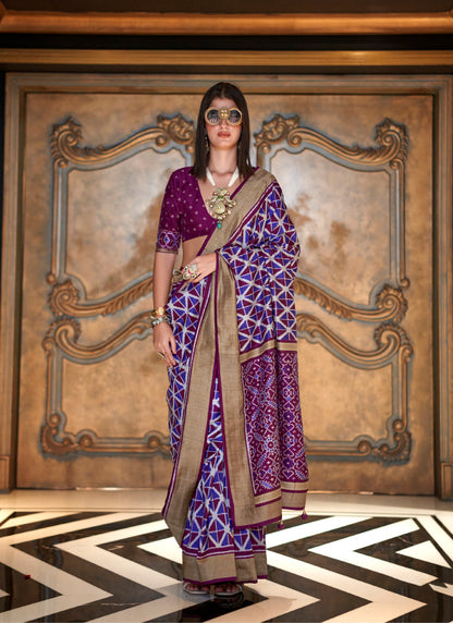 Pv Silk Purple Party Wear Printed Work Saree 385901
