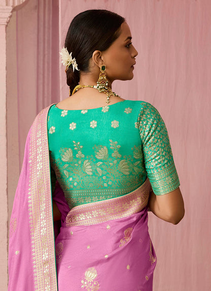 Purple Viscose Silk Embroidery Work Occasional Wear Saree SW835404