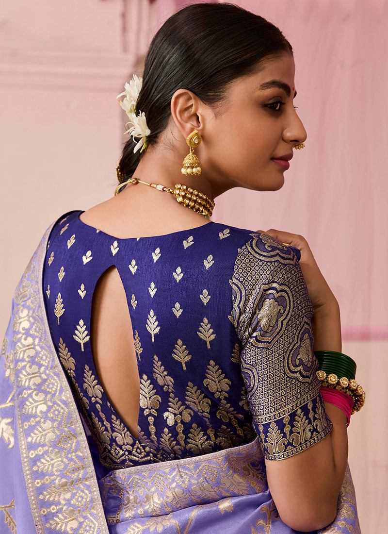 Purple Viscose Silk Embroidery Work Occasional Wear Saree SW388278
