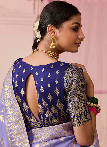 Purple Viscose Silk Embroidery Work Occasional Wear Saree SW388278