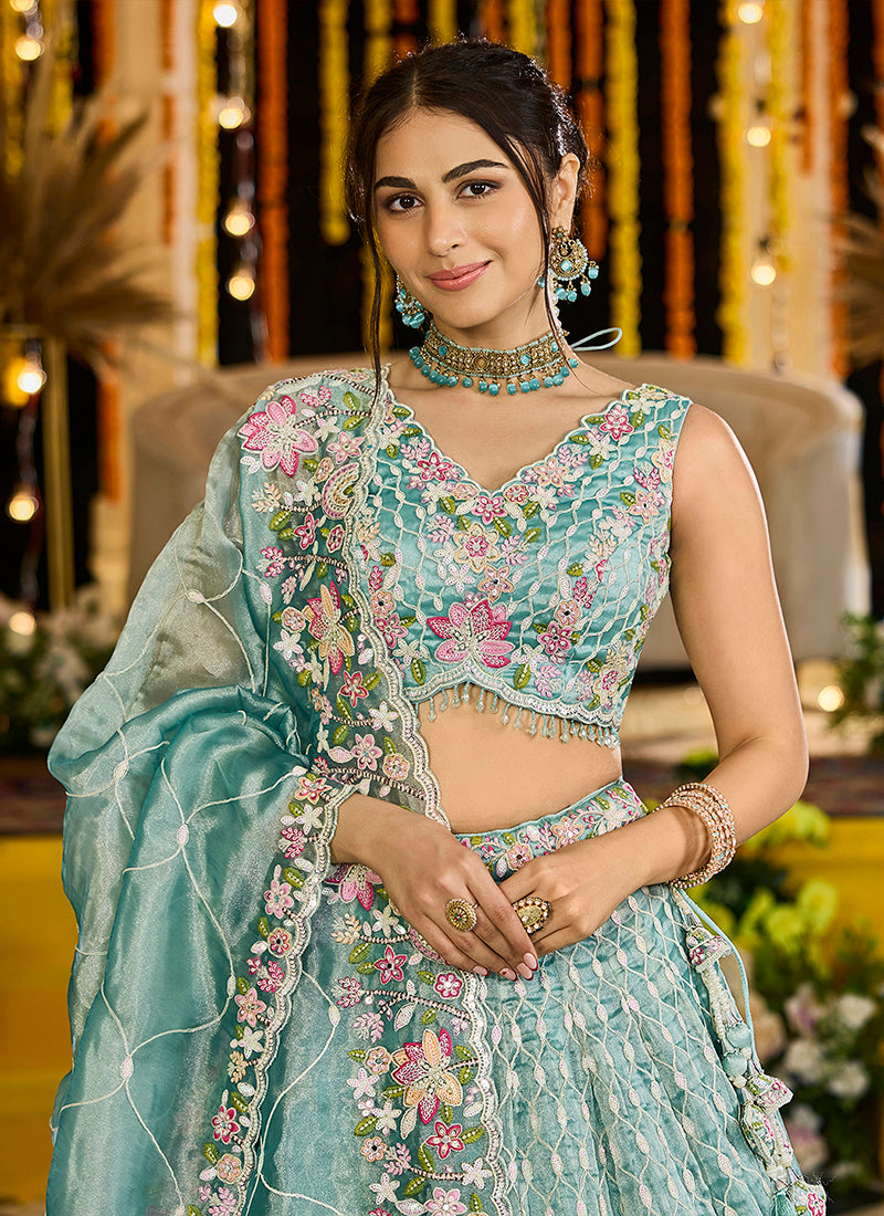 Satin Silk Rama Wedding Wear Heavy Embroidery Readymade Lehenga Choli