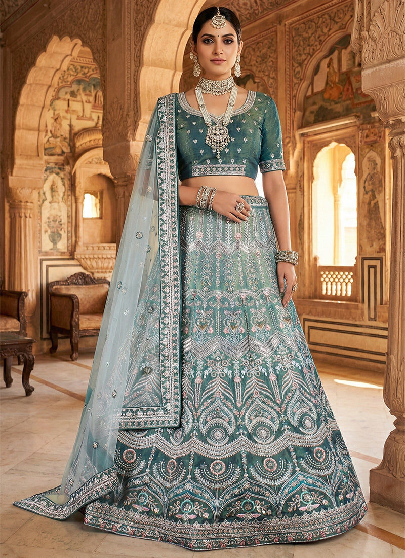 Rama Velvet Embroidery Work Wedding Wear Lehenga Choli SW920676