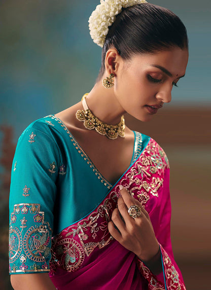 Rani Pink Fancy Sequins Work  Wedding Wear Saree SW973091