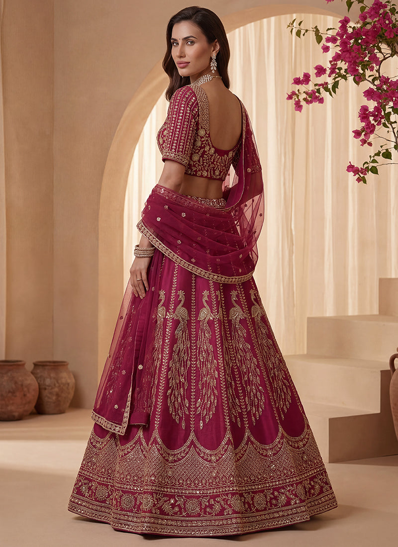 Rani Pink Gadhwal Premium Silk Embroidery Work Wedding Wear Lehenga Choli SW287526