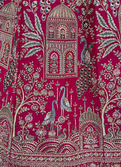 Rani Pink Gadhwal Silk Embroidery Work Wedding Wear Lehenga Choli SW350271