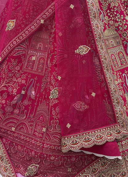 Rani Pink Gadhwal Silk Embroidery Work Wedding Wear Lehenga Choli SW350271