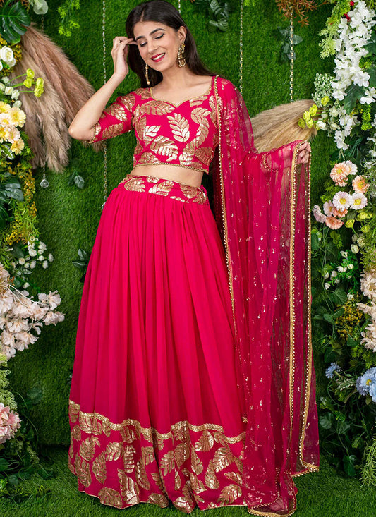 Rani Pink Georgette Sequins Festival Wear Lehenga Choli SW181544