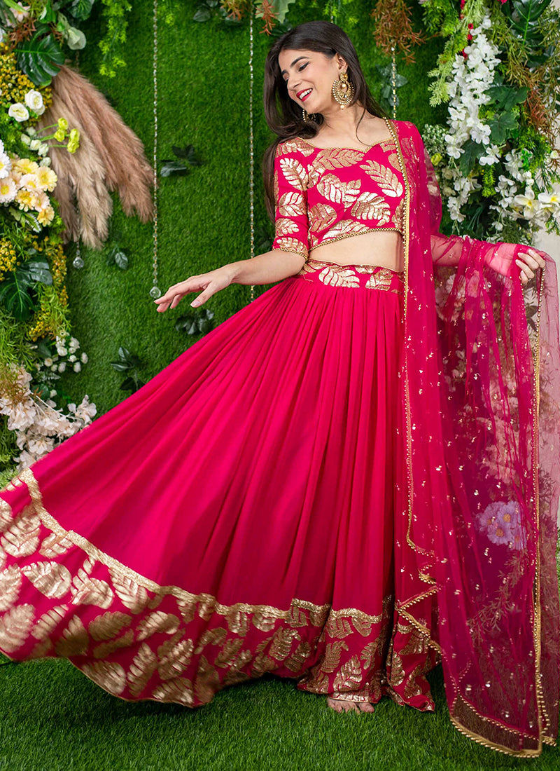 Rani Pink Georgette Sequins Festival Wear Lehenga Choli SW181544