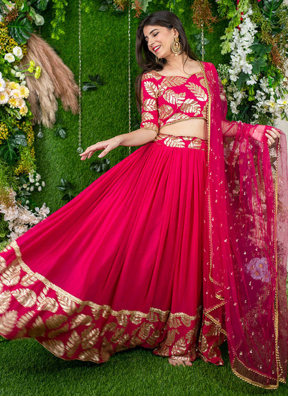 Rani Pink Georgette Sequins Festival Wear Lehenga Choli SW181544