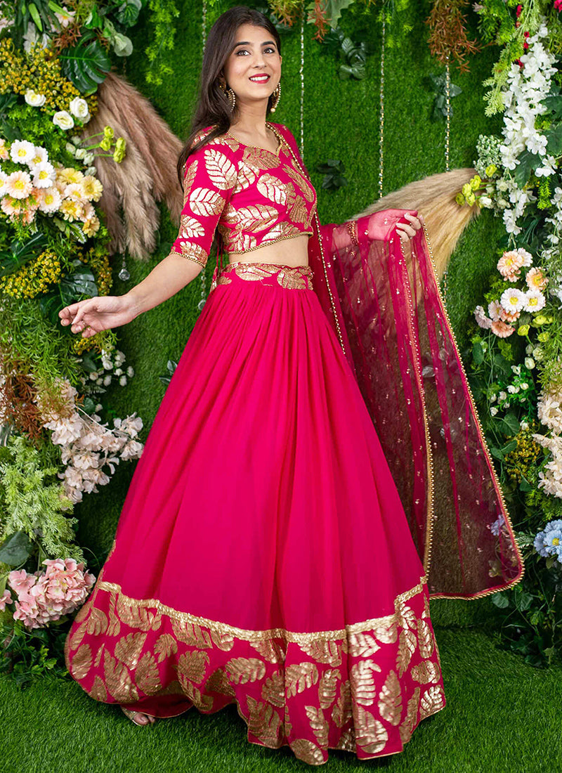 Rani Pink Georgette Sequins Festival Wear Lehenga Choli SW181544